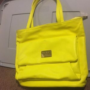 BeBe neon yellow carrying tote bag